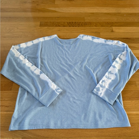 P.J. Salvage Blue Tie Dye Stripe Oversized Women's Lounge Sweatshirt Top XL - Picture 6 of 7